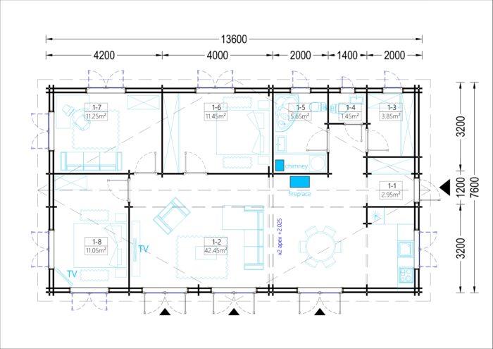 Blockbohlenhaus BERNAU (Isoliert, 44+44 mm) · 103 m² – Bild 7