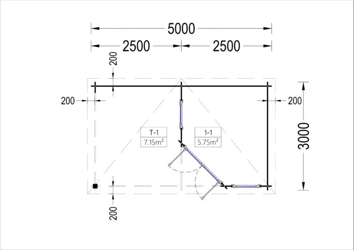 Gartenhaus mit Terrasse KATI (44 mm), 5x3 m, 7.5 m² + 7.5 m² – Bild 7