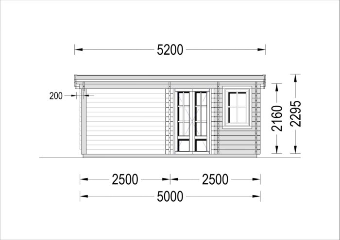 Gartenhaus mit Terrasse KATI (44 mm), 5x3 m, 7.5 m² + 7.5 m² – Bild 8
