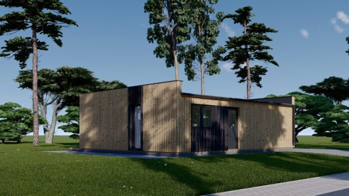 Holzhaus KULM 1 (66 mm + Holzverschalung) 48 m² Isoliert – Bild 3