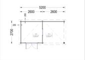 Gartenhaus LAURA mit Anbau (28 mm), 5.2x2.7 m, 7 m² + 7 m² – Bild 9