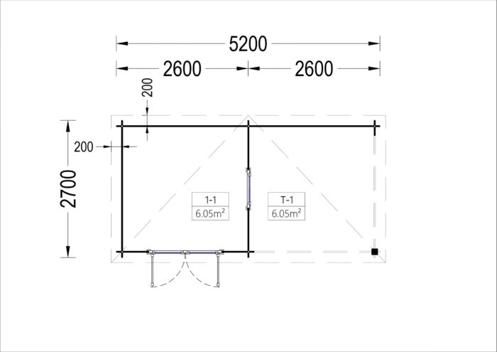 Gartenhaus LAURA mit Anbau (28 mm), 5.2x2.7 m, 7 m² + 7 m² – Bild 9