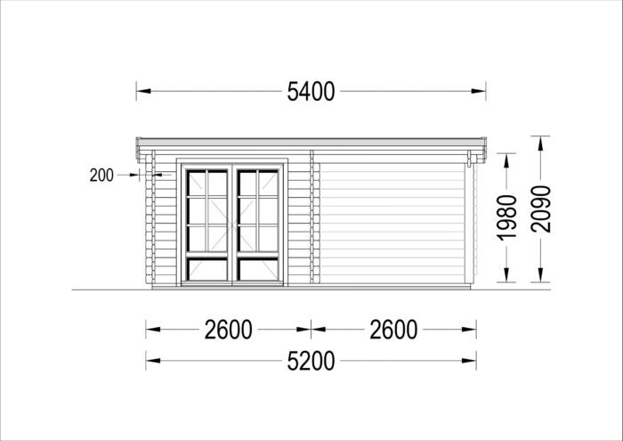 Gartenhaus LAURA mit Anbau (28 mm), 5.2x2.7 m, 7 m² + 7 m² – Bild 10