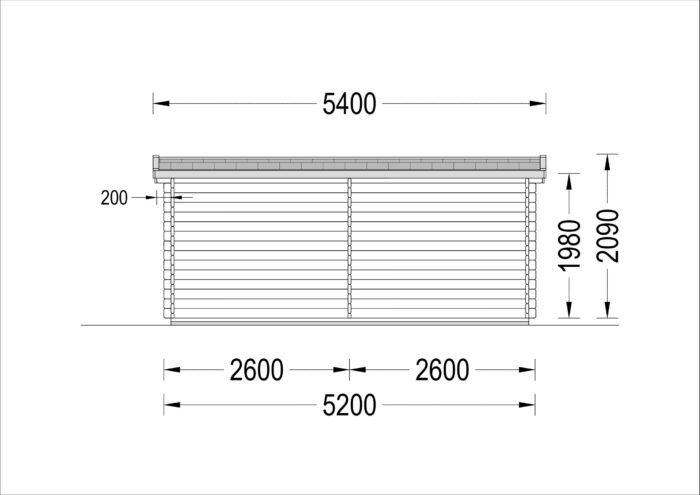 Gartenhaus LAURA mit Anbau (28 mm), 5.2x2.7 m, 7 m² + 7 m² – Bild 7