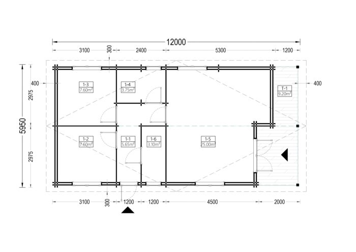 Blockbohlenhaus LUDWIG (Isoliert, 44+44 mm), 6x12m, 72m² – Bild 8