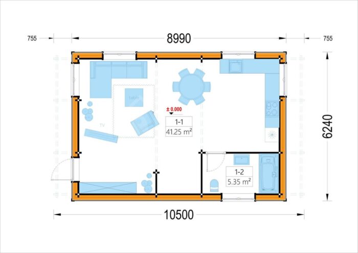 Holzhaus LISA (PREMIUM Isoliert, 66 mm + Holzverschalung), 80 m² – Bild 3