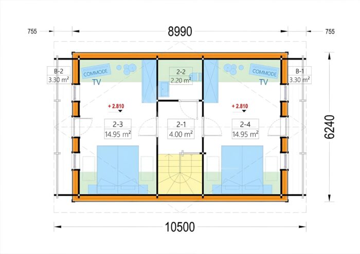 Holzhaus VERENA Isoliert, 66 mm + Holzverschalung, 110 m² – Bild 3
