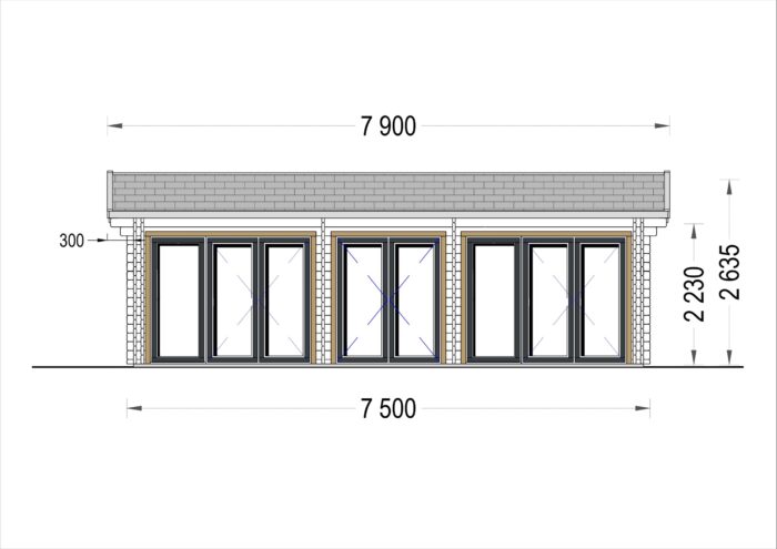 Blockbohlenhaus MARGIT (44+44 mm), 7.5x4m, 30m² Extra Isoliert – Bild 9