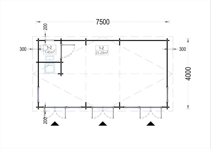 Blockbohlenhaus MARGIT (44mm), 7.5x4m, 30m² – Bild 8
