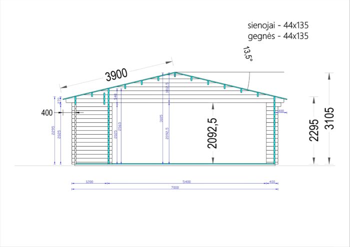 Blockbohlenhaus FELDKIRCH (Isoliert, 44+44 mm) · 56 m² – Bild 11
