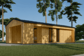 Blockbohlenhaus MILAN Modern (44 mm + Holzverschalung) – 37 m² Isoliert