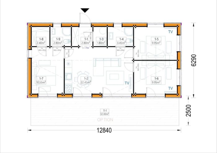 Holzhaus NIKI (Isoliert, 66 mm + Holzverschalung), 66 m² – Bild 3