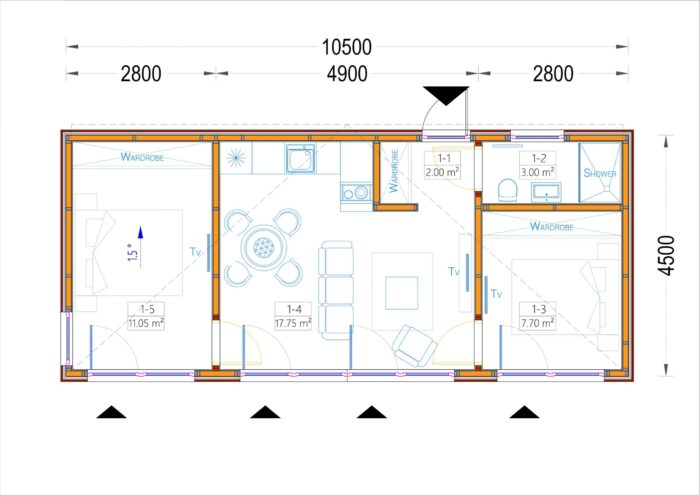 PREMIUM Gartenhaus (Isoliert, SIPS), 10.5x4.5 m, 40 m² – Bild 8