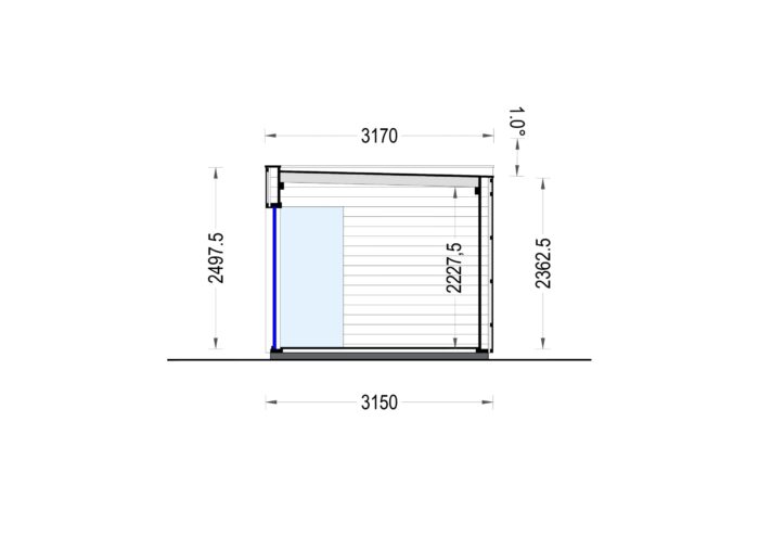 Gartenhaus PREMIUM (Isoliert, SIPS), 5x3 m, 15 m² Mit Terrasse 3x3 m, 9 m² – Bild 6