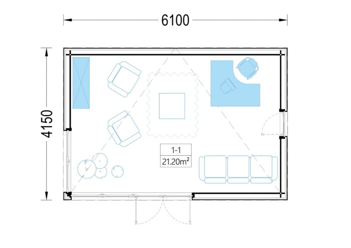 Premium Gartenhaus (34mm + Holzverschalung), 6x4m, 24m² – Bild 7