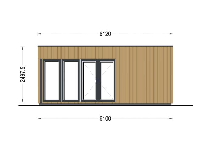 Premium Gartenhaus (34mm + Holzverschalung), 6x4m, 24m² – Bild 8