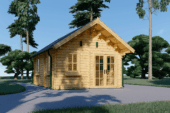 Blockbohlenhaus mit Schlafboden SALLY (44 + 44 mm) – 27 m² Extra Isoliert