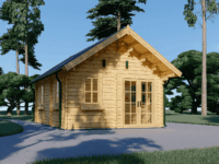 Blockbohlenhaus mit Schlafboden SALLY (44 + 44 mm) – 27 m² Extra Isoliert