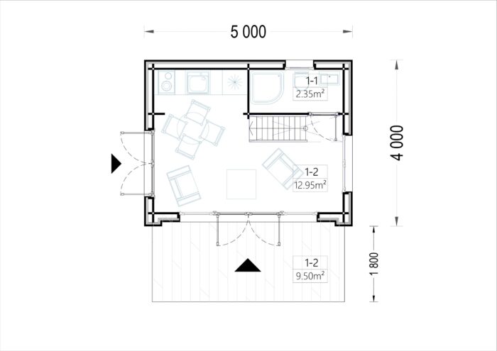 Blockbohlenhaus SASCHA (44 mm + Holzverschalung), 20 m² – Bild 7
