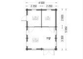 Blockbohlenhaus mit Schlafboden SALLY (44 + 44 mm) – 27 m² Extra Isoliert – Bild 6