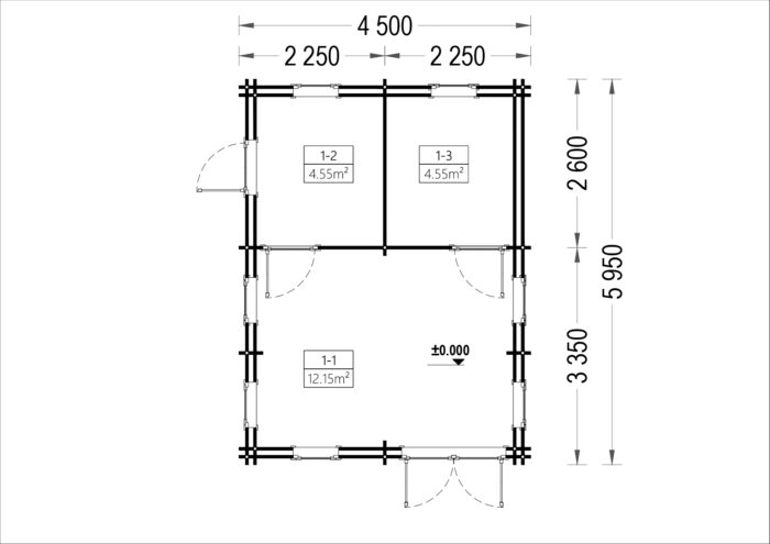 Blockbohlenhaus mit Schlafboden SALLY (44 + 44 mm) – 27 m² Extra Isoliert – Bild 6