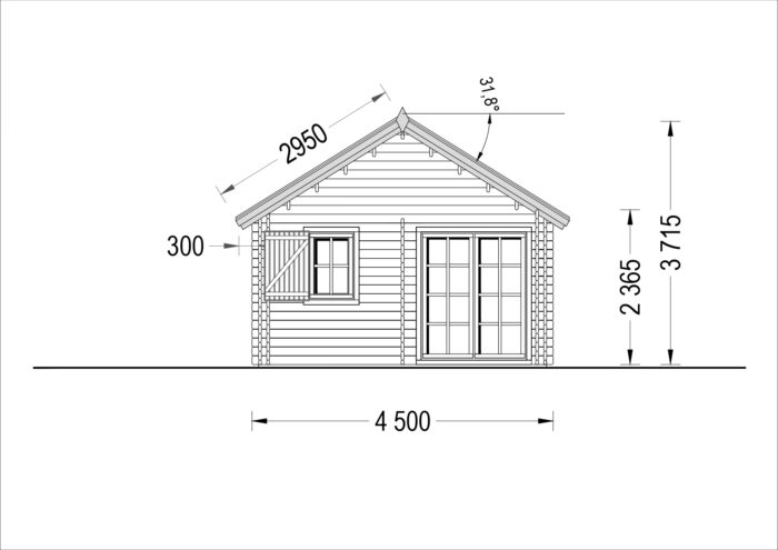 Blockbohlenhaus mit Schlafboden SALLY (44 + 44 mm) – 27 m² Extra Isoliert – Bild 10