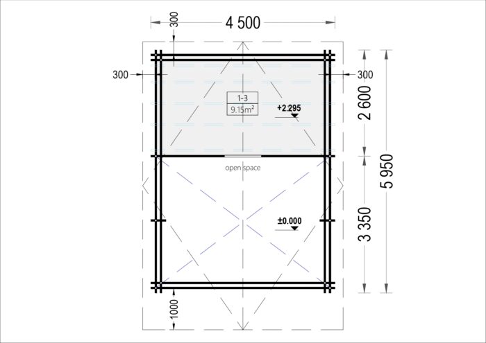 Blockbohlenhaus mit Schlafboden SALLY (44 + 44 mm) – 27 m² Extra Isoliert – Bild 7