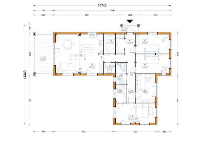Holzwohnhaus TAUERN (Isoliert, 66 mm + Holzverschalung), 127 m² – Bild 10