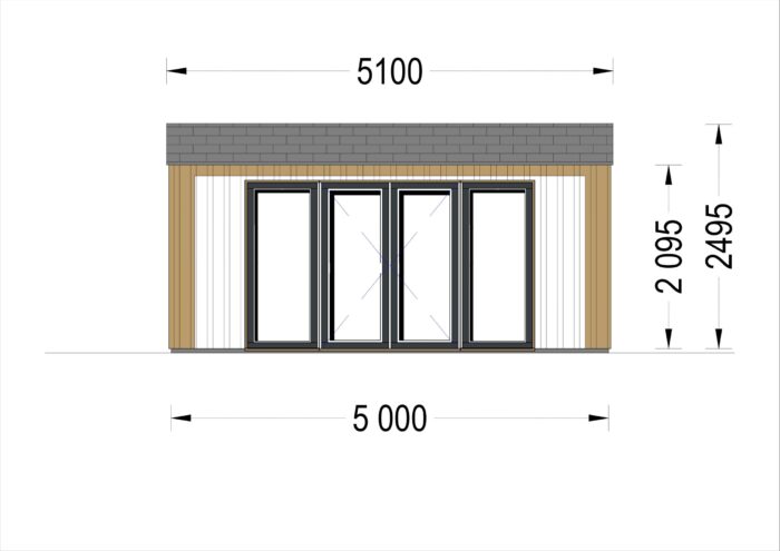 Gartenhaus TAURUS (34mm + Holzverschalung), 5x4m, 15m² Isoliert – Bild 8