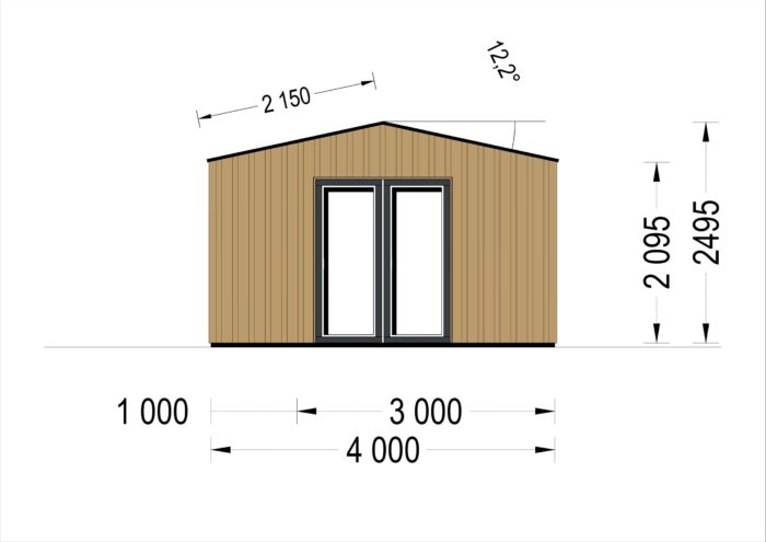 Gartenhaus TAURUS (34mm + Holzverschalung), 5x4m, 15m² Isoliert – Bild 9