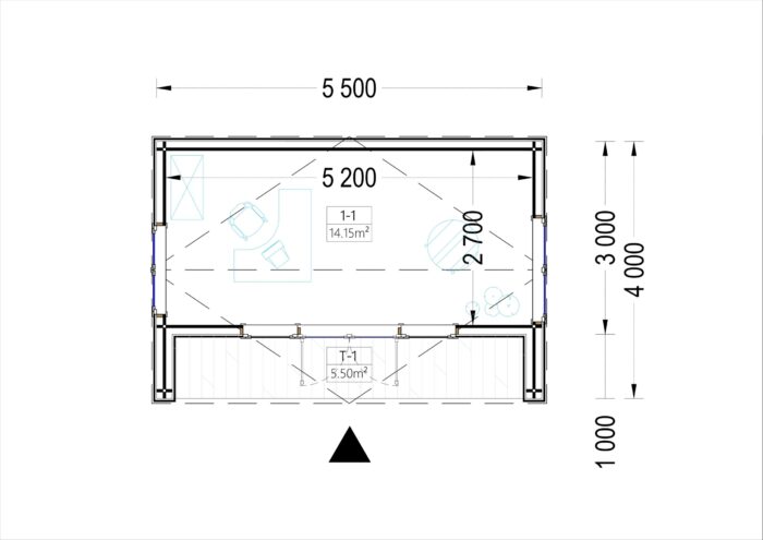 Gartenhaus TAURUS (34mm + Holzverschalung), 5,5x4m, 16,5m² – Bild 7