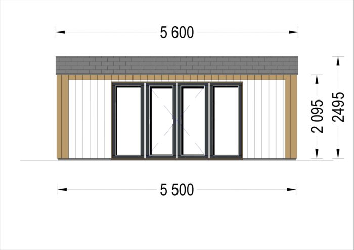 Gartenhaus TAURUS (34mm + Holzverschalung), 5,5x4m, 16,5m² – Bild 8