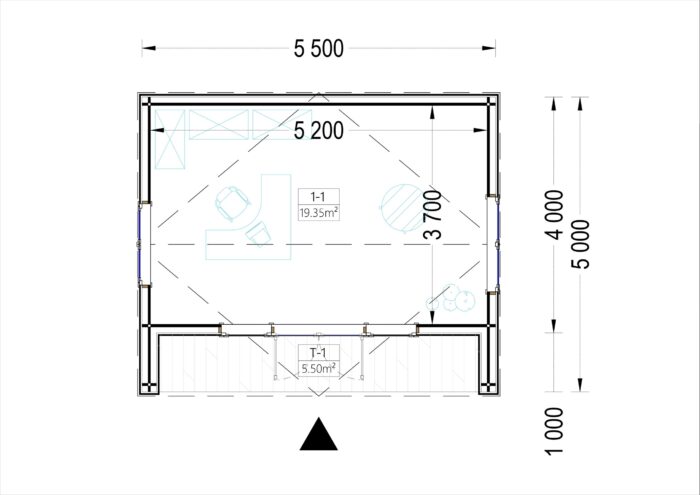 Gartenhaus TAURUS (34mm + Holzverschalung), 5,5x5 m, 22 m² Isoliert – Bild 6