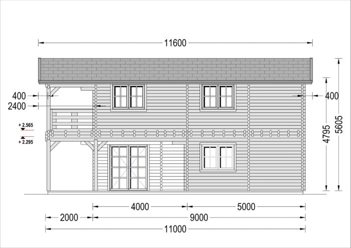Blockbohlenhaus TURIN (66 mm) Isoliert, 100 m² + 20m² Terrasse – Bild 10