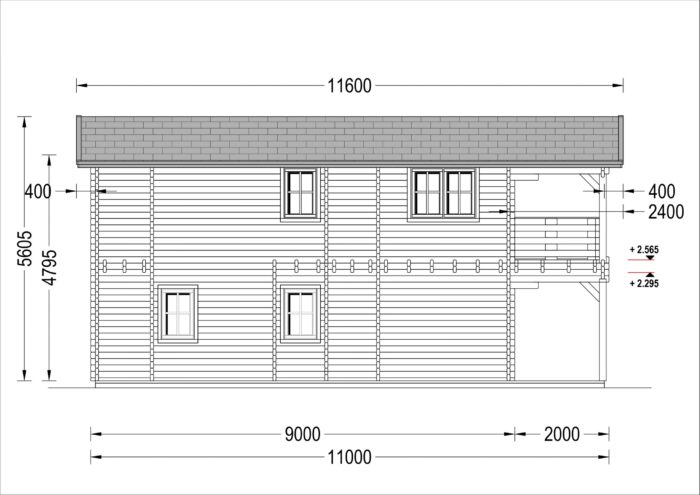 Blockbohlenhaus TURIN (66 mm) Isoliert, 100 m² + 20m² Terrasse – Bild 6