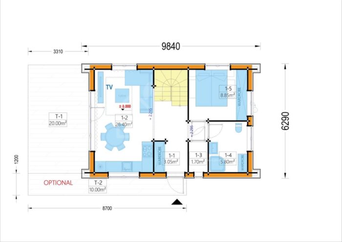 Holzhaus AUSTRIA ( 66mm + Holzverschalung, Isoliert), 81m² – Bild 6