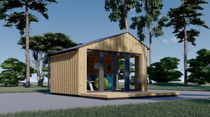 Gartenhaus ANTONIA (34 mm + Holzverschalung), 4×3 m, 12 m² – Isoliert – Bild 2
