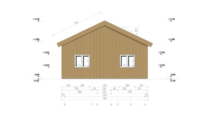Blockbohlenhaus BERNAU 2 Isoliert, 66 mm + Holzverschalung), 94 m² – Bild 8