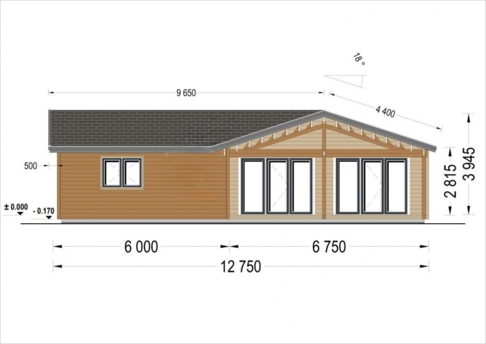 Bungalow Aurora Isoliert 66mm + Holzverschalung),63 m² – Bild 12