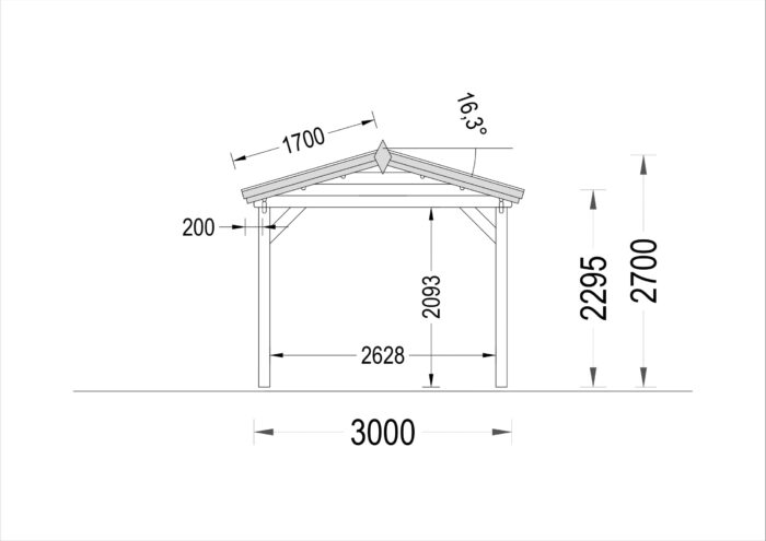 Carport aus Holz CLASSIC · 3 × 6 m · 18 m² – Bild 11
