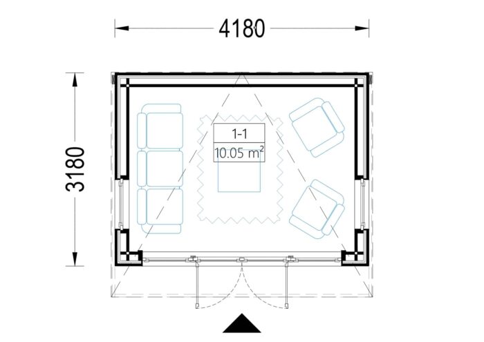 Gartenhaus EMIL (34mm + Holzverschalung ), 4x3m, 12m² – Bild 7