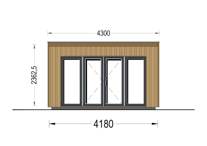 Gartenhaus EMIL (34mm + Holzverschalung ), 4x3m, 12m² – Bild 8