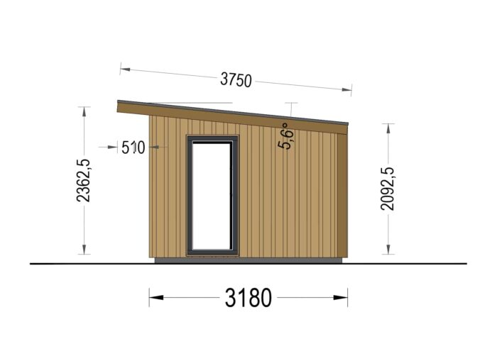 Gartenhaus EMIL (34mm + Holzverschalung ), 4x3m, 12m² – Bild 11