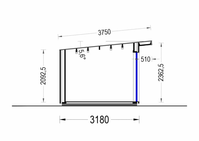 Gartenhaus EMIL (34mm + Holzverschalung ), 4x3m, 12m² – Bild 12