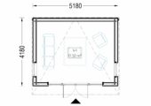 Gartenhaus EMIL (34mm + Holzverschalung ), 5x4m, 20m² – Bild 7