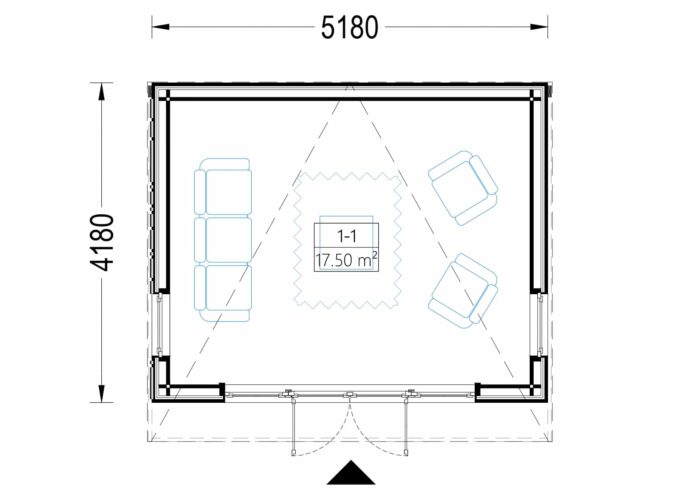 Gartenhaus EMIL (34mm + Holzverschalung ), 5x4m, 20m² – Bild 7