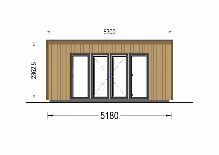 Gartenhaus EMIL (34mm + Holzverschalung ), 5x4m, 20m² – Bild 8