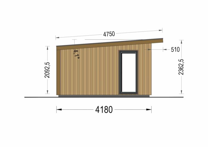 Gartenhaus EMIL (34mm + Holzverschalung ), 5x4m, 20m² – Bild 9