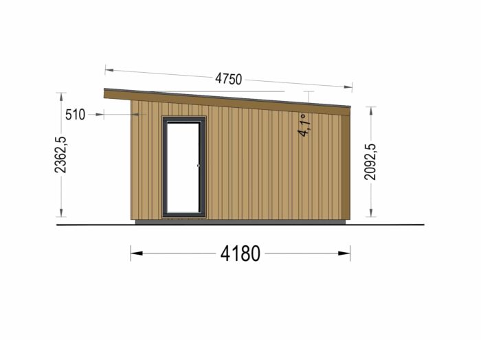 Gartenhaus EMIL (34mm + Holzverschalung ), 5x4m, 20m² – Bild 11