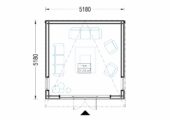 Gartenhaus EMIL (34mm + Holzverschalung ), 5x5m, 25m² – Bild 7